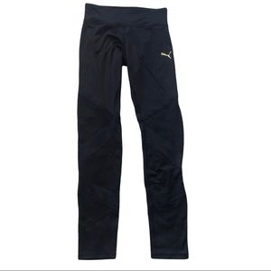 Puma Women’s Black Leggings Pants Yoga Gym Activewear Running Sz S Mesh Detail